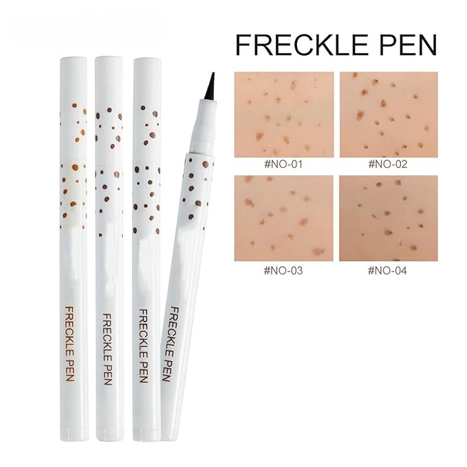 Freckle Pen 4 Colors Natural Freckle Pen Fake Freckle Pen Waterproof Long Lasting Soft Spots Natural Relaxing Sun Makeup (4PC)