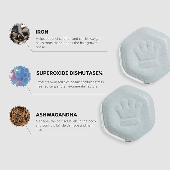 DS Labs Revita.SOD Hair Support Tablets for Men & Women, Daily Supplement with Superoxide Dismutase, Zinc & Ashwagandha, Supports Hair Strength, Density & Visible Shedding Reduction, 30 Tablets