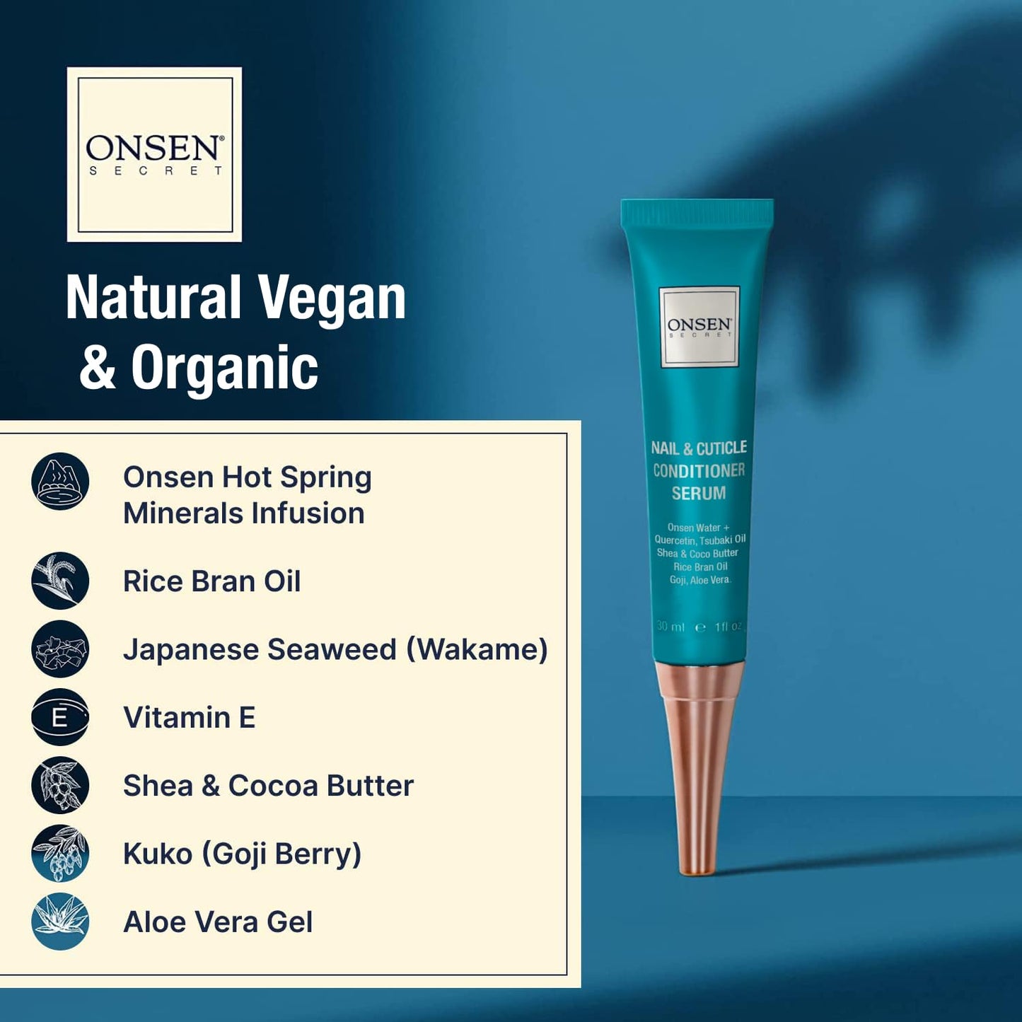 Onsen Nail & Cuticle Cream Treatment w/Japanese Tsubaki, Jojoba & Lavender Oil, Shea Butter - Strengthens Nails, Softens Cuticles - Daily Repair Care (2 Count/30 ml)