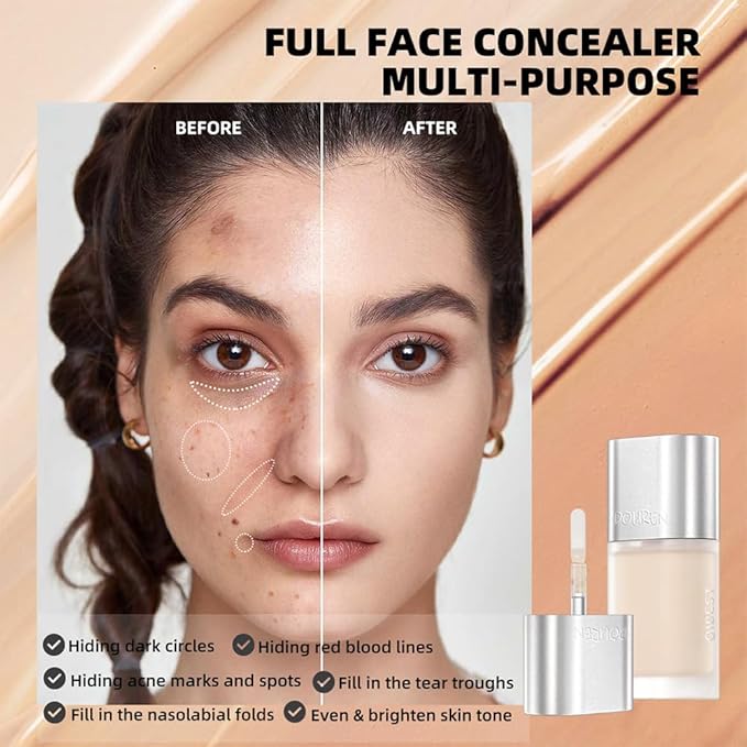 AKARY Moisturizing Precision Concealer, Lightweight & Breathable Cover-up Cream Moist Concealer, Cover Dark Circles Multi-Use Camouflage Cream, Creamy Texture Full Coverage Conceals(03#Greener)