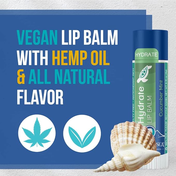 STREAM 2 SEA Cucumber Mint Lip Balm Set, Reef Safe SPF 30 and Hydrate Organic Lip Balms, Moisturizing Indoor + Sun Protect Outdoor Lip Balm For Beach and Sports, Paraben Free, Cruelty Free Lip Care