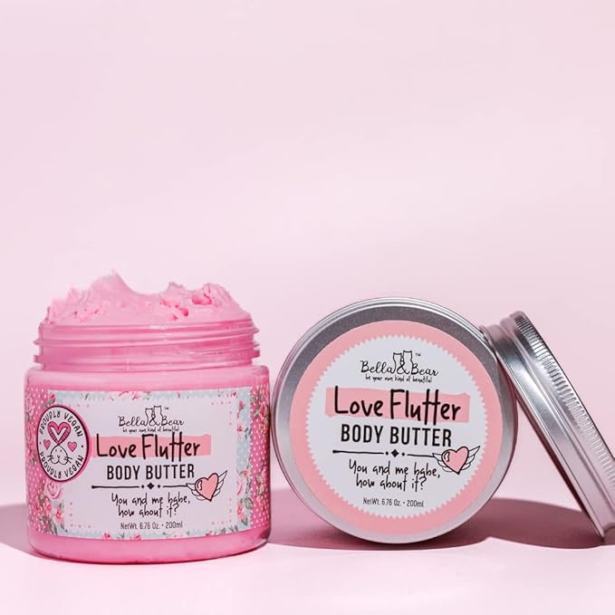 Bella and Bear Love Flutter Body Butter, Hydrating Formula, Soften & Prevent Scars, Stretch Mark Cream, 6.7oz x 12 Bulk