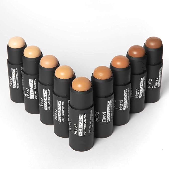 Palladio BUILD & BLEND Foundation Stick, Medium Coverage Buildable Contour Stick for Face, Ultra Blendable Creamy Formula for a Natural Shine Free Finish, (Warm Caramel)