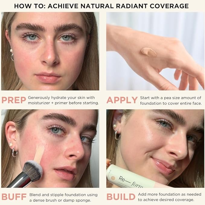 HALEYS Re-form Luminous Skin Foundation, VEGAN + CRUELTY-FREE, Blurs, Conceals, Blendable, Buildable Med-to-Full Coverage, Weightless, Oil-free, All-Day Wear, Hyaluronic Acid, All skin types (7.25)