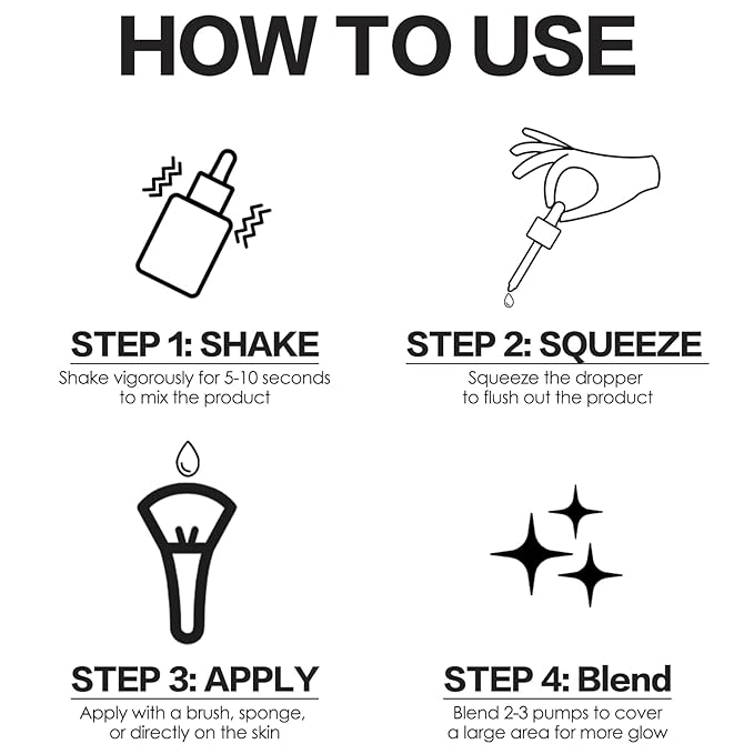 FOCALLURE Starfall Glowing Liquid Highlighter, Shimmering Body Oil, Non-Sticky Shimmer Liquid Luminizer, Non-Greasy, Face & Body Glitter Makeup for Costumes, Cosplay, Rave Festival, BRONZE CRAZE