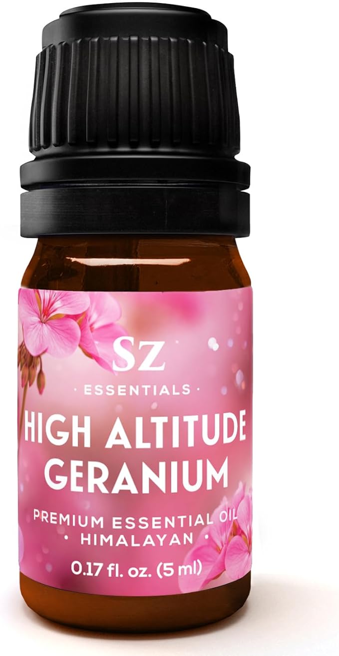 High Altitude Geranium Essential Oil – 100% Pure & Natural, Grown in The High-Altitude – Aromatherapy, Home Use – Therapeutic Grade & Vegan – 5 mL