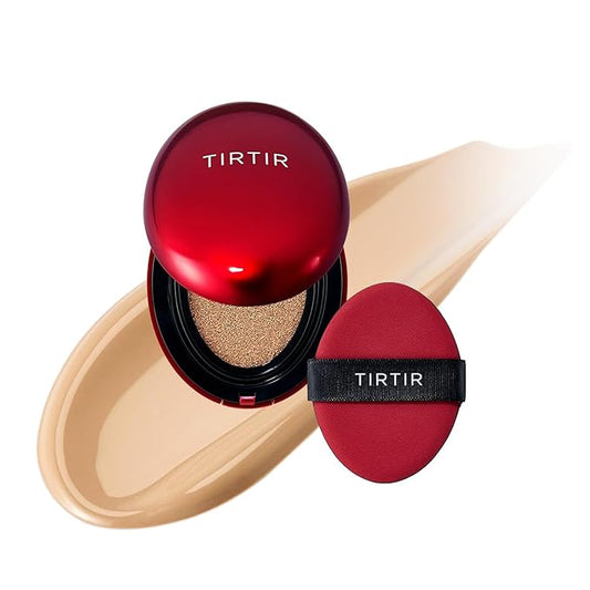 [*Mini Size*] TIRTIR Mask Fit Red Cushion Foundation | Full coverage, Weightless, Skin fit, Satin Glow Finish, Korean Makeup BB Foundation, beauty, Tattoo cover up, Buildable (#27N Camel, 0.15 Fl Oz)