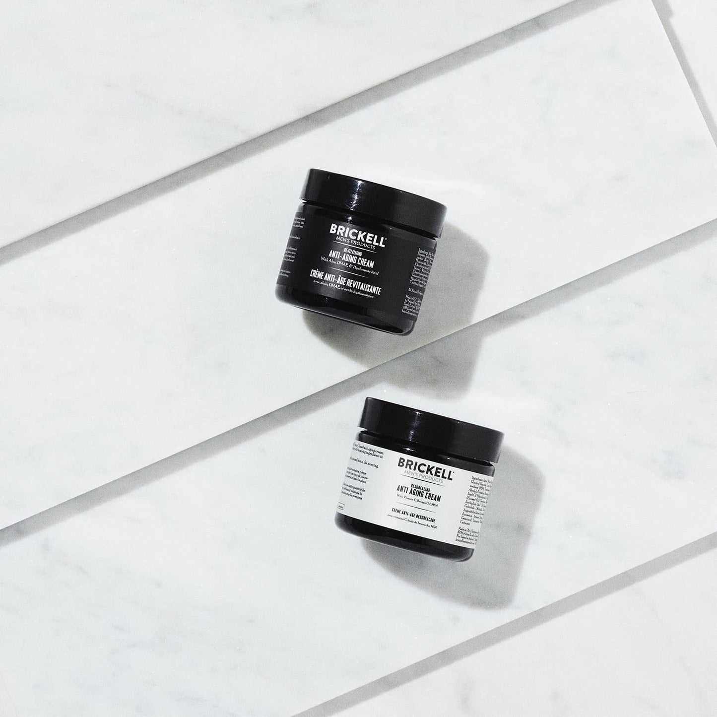 Brickell Men's Day and Night Anti Aging Cream Routine, Natural and Organic, Unscented, Skincare Gift Set