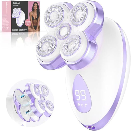 Electric Razors for Women - Upgraded Magnetic Electric Shaver for Women, Cordless Painless Hair Remover for Legs Bikini Face, Lady Trimmer for Sensitive Skin, Detachable and Waterproof, Grape