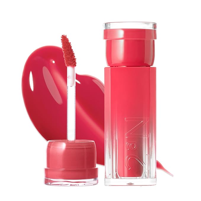 2aN Glaze Bouncing Tint – Lightweight, Moisturizing Lip Tint with High-Shine Finish, Smooth, Light Plumping, Comfortable Wear, Korean Makeup (Rose Moon, 0.16 oz)