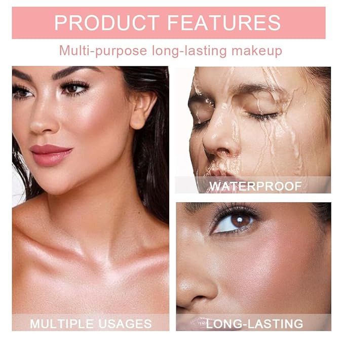 evpct Nude Pink Face Highlighter Makeup Shimmer Glitter Diamond Sparkly Highlighters Makeup Palette Powder for Face Body Cheek Skin iluminadores iluminador de jos maquillaje luminizers E04