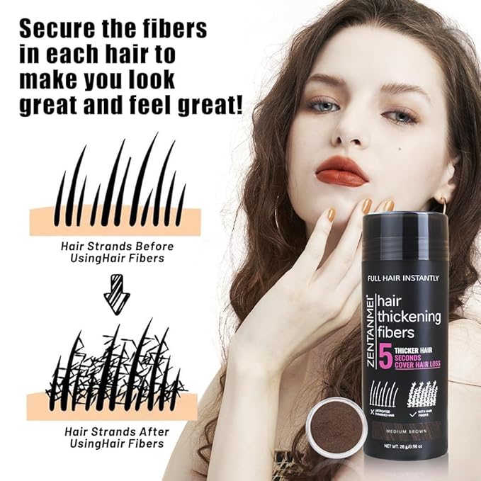 Hair Fibers for Thinning Hair for Women All-Natural Hair Building Fibers 0.98 Oz Hair Volume Powder Bald Spot Cover Up for Men & Women (Dark Brown)