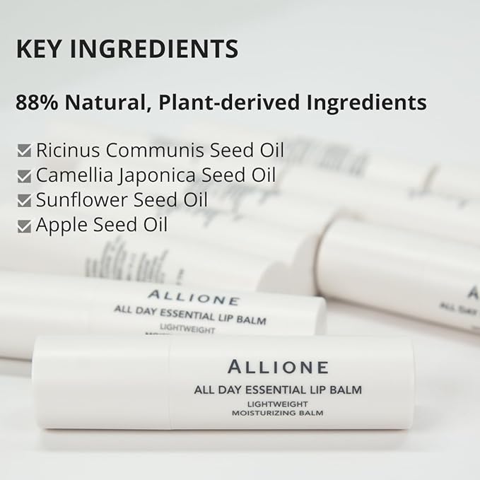 All Day Essential Lip Balm 01 Pure | Non-Color Natural Gloss Balm, Moisturizing Lip Care, Deep Nourishing Plant-Based Chapstick, Lasting Hydration Lip Butter for Dry Cracked Chapped Lips