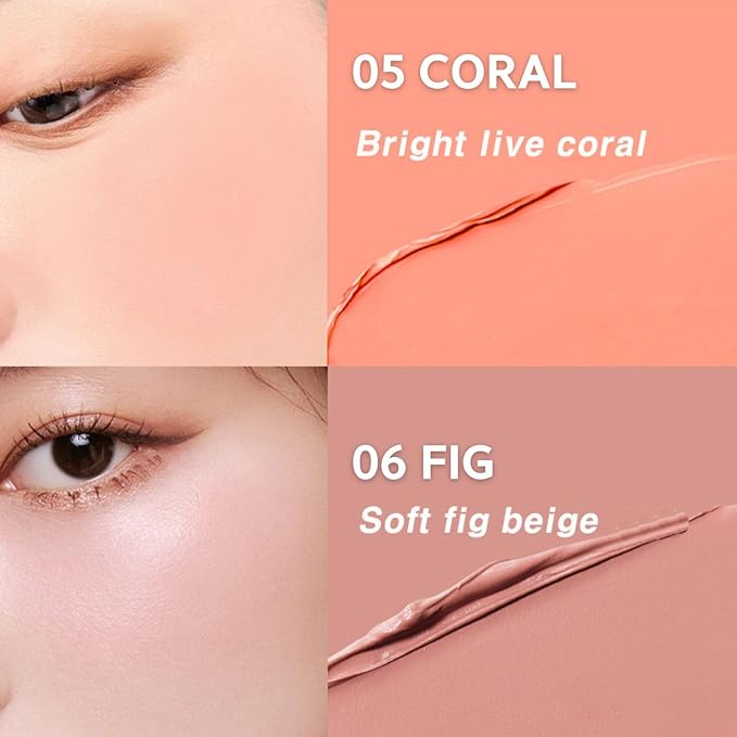 BBIA Ready To Wear Downy Cheek Cream Blush 8 Color - Creamy Blendable & Buildable Blush Dewy Texture & Matte Finish High Pigment Longlasting Lightweight Natural Face Makeup, 0.12oz (08 DOWNY ROSY)