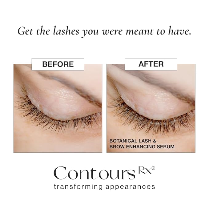 Contours Rx Botanical Lash & Brow Enhancing Serum – Organic, Drug-Free Growth Formula with Peptides & Botanicals – Strengthens, Hydrates & Nourishes – 5ml