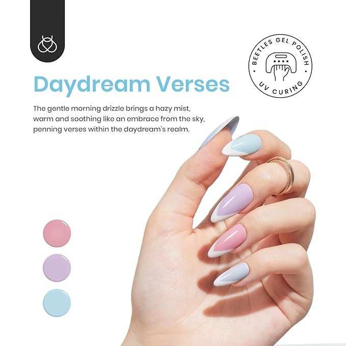 beetles Gel Polish Nail Set 6 Colors Ultimate Morandi Nude Pink White Blue Pastel Gel Nail Polish 6 Colors Daydream Verses Collection Soak Off Uv Diy Manicure Kit New Nail Trend for Women Girls