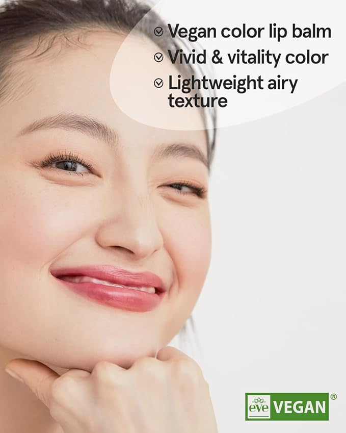 ATHÉ Authentic Airy Lip Balm 05 &JOY, Korean Vegan Color Lip Blam, Flake-Free Slim Fit Lips, Silky Powdery Finish & Air-like Blurring with Vibrant Colors, 0.11oz.