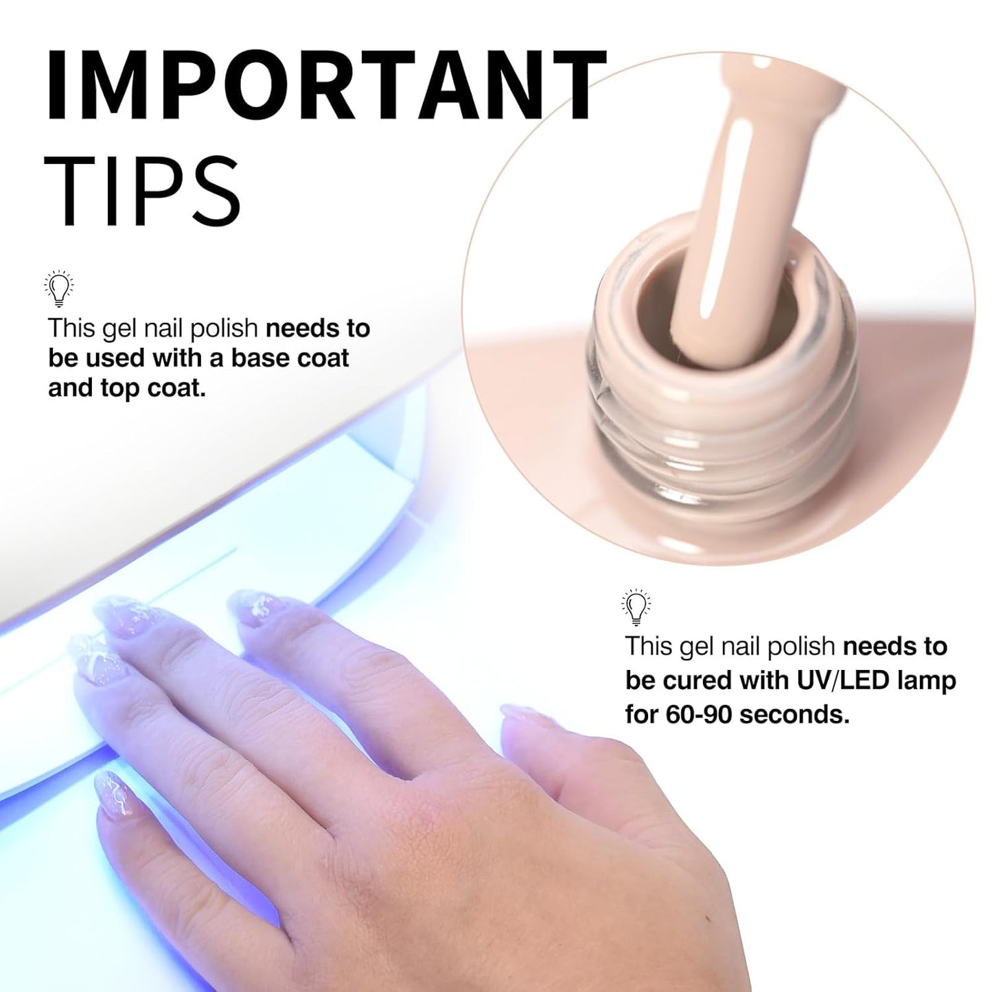 CANNI Nude Pink Gel Nail Polish – 0.3oz Sheer Skin Tone Color, Glossy Soak-Off UV/LED Nail Gel for Natural French Manicure, DIY & Salon Use