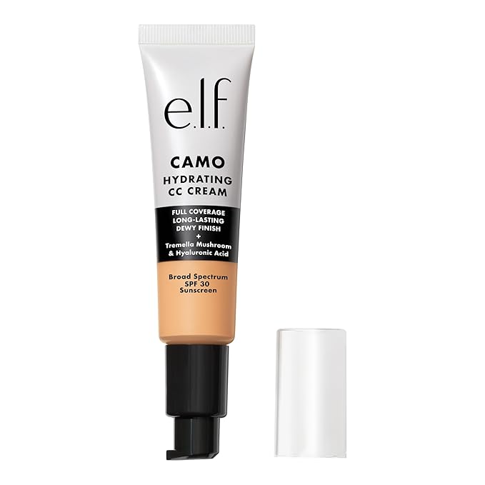 e.l.f. Hydrating Camo CC Cream, SPF 30, Color Correcting Full Coverage Foundation For A Dewy Finish, Vegan & Cruelty-Free, Light 250 W