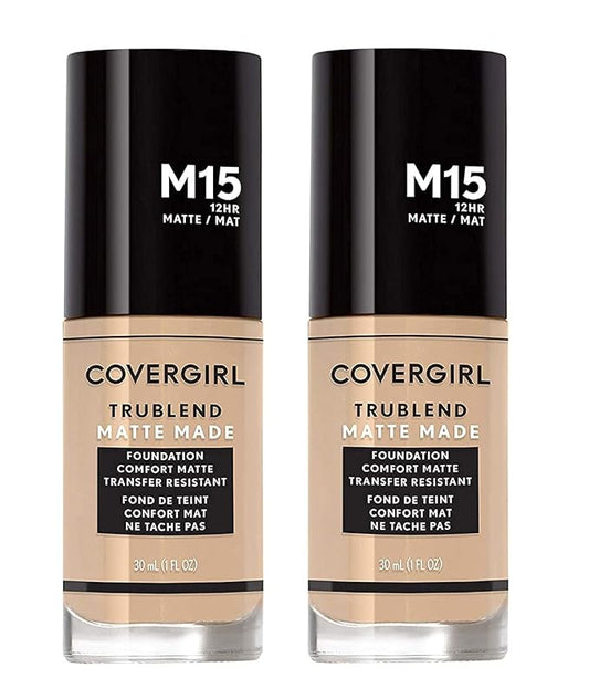 COVERGIRL Trublend Matte Made Liquid Foundation, M15 Buff Beige, 1.01 Fl Oz, 2 Count