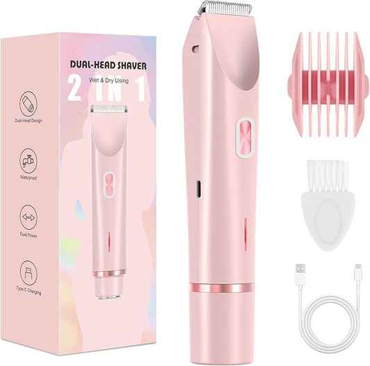 Bikini Trimmer for Women,Dermave Bikini Shaver,Electric Razors for Women Pubic Hair (Pink)