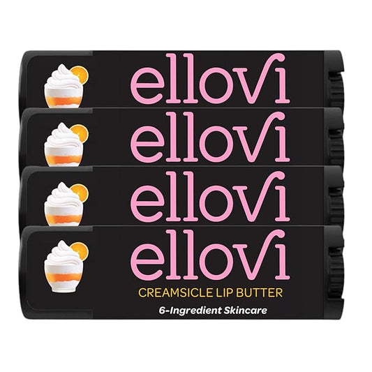 Natural Lip Butter Lip Balm - Creamsicle - Pure Enough to Eat - Made With Just 6 Vegan Ingredients - 100% Natural & Organic Moisturizing Lip Care for All Day Hydration (4-Pack)