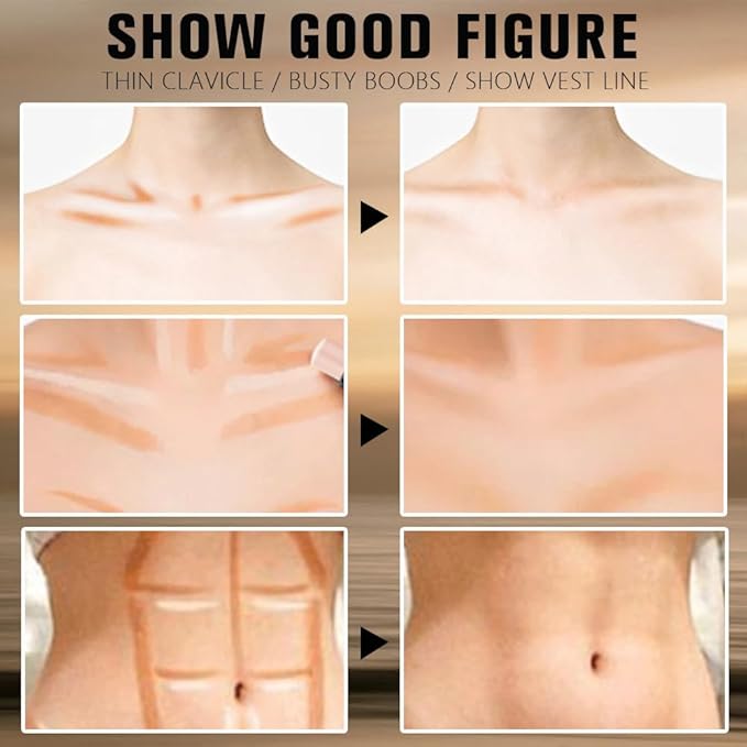 Dual-Ended 2-in-1 Cream Contour & Highlighter Stick – Waterproof, Long-Lasting for Face & Body Makeup, Suitable for All Skin Tones, 02#Nude + Light Beige