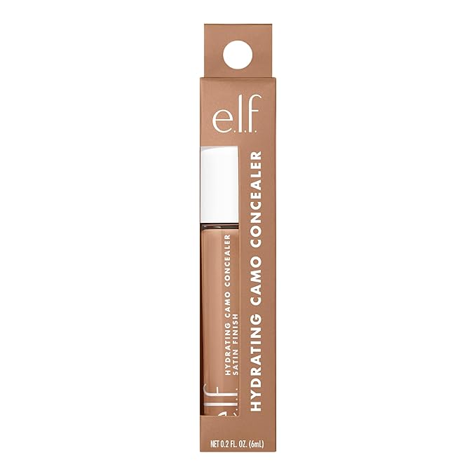 e.l.f. Hydrating Camo Concealer, Lightweight, Full Coverage, Long Lasting, Conceals, Corrects, Covers, Hydrates, Highlights, Tan Latte, Satin Finish, 25 Shades, All-Day Wear, 0.20 Fl Oz