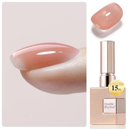Double Rhythm Clear Gel Nail Polish 15ml Nail Strengthener Builder in a Bottle Nail Extension Hard Gel Soak Off Long Lasting UV Gel (Pale Nude 8 in 1-10)
