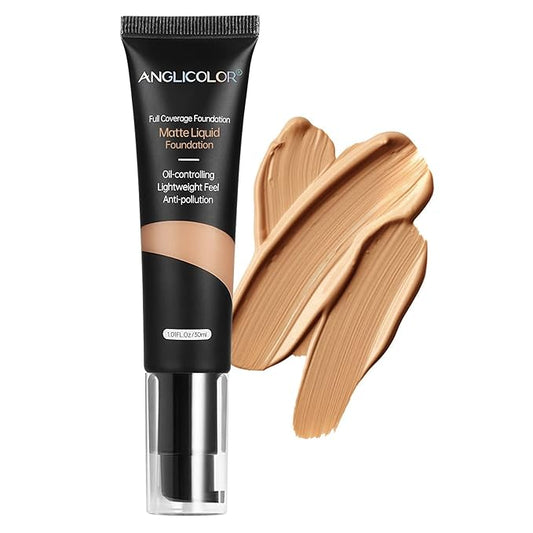 Matte Oil Control Concealer Foundation Flawless Soft Long Lasting Foundation Makeup,Waterproof Full Coverage Face Makeup Strong Concealer Foundation for Oily Acne Skin,1fl.oz (#105 Sand)