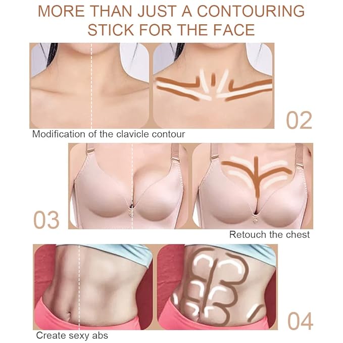 evpct 5Pcs 2In1 Face Cream Makeup Highlighter Highlight Contouring Concealer Contour Sticks Kit Bronzer Highlighter Makeup Stick and Contour Palette Illuminator Highly Piamented Long Lasting Brighten