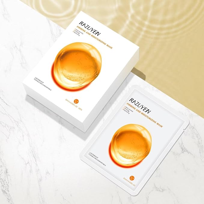 Firming and Moisturizing Sheet Face Masks ((Pack of 10)) with Hyaluronic Acid and Peptides, Reduce Fine Lines and Wrinkles, Hydrating & Anti-Aging Spa Face Mask, Facial Skin Care