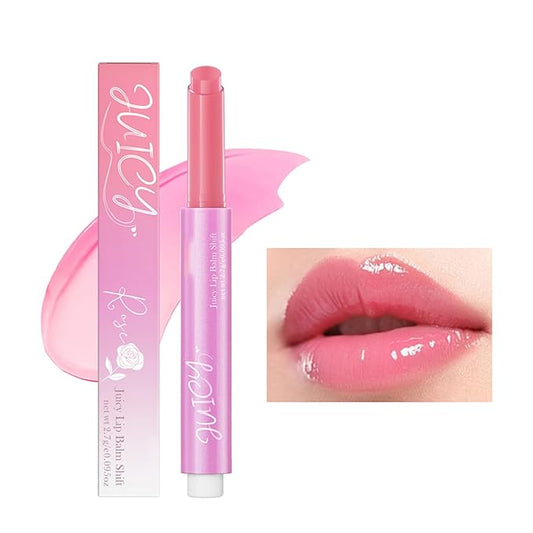 Juicy Lip Plump Shift, Click Melting Lip Balm Lasting Tint Hydrating & Nourishing Lip Care Moisturizer Glossy Color Changing Lip Gloss Non Sticky Lipstick Vegan Tinted Lip Balm (#1 Rose)