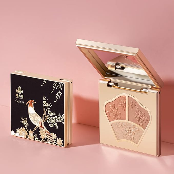 CATKIN Powder Blush Pink Nude Eyeshadow Palette Cheek Highlighter Makeup Palette (C02 Orange)