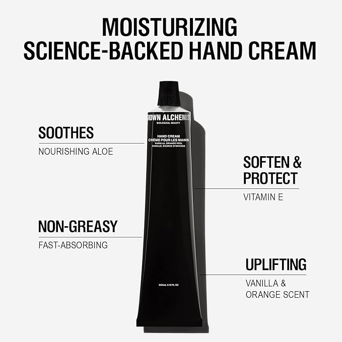 Grown Alchemist Hand Cream - Vanilla and Orange Peel. Non-Greasy Moisturizer that Soothes and Softens Hands (65ml).