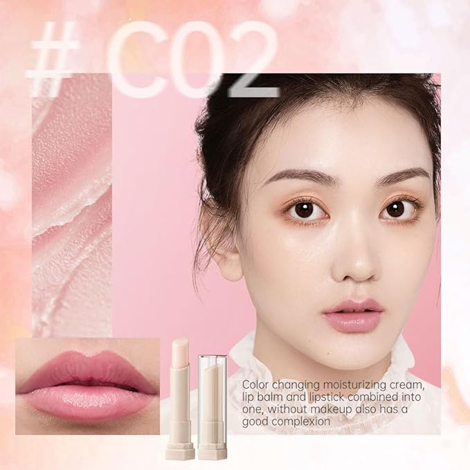 CATKIN Ultra Hydrating Natural Plant Extract Lip Balm for Dry Lips Moisturizing Chapstick Lip Treatment Repair Nourish Lip Skin Care Pink (C02 Color-changing)