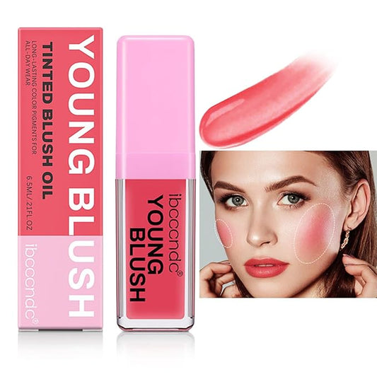 Color Changing Blush Oil, Skin's Natural PH Changing Blush for Dewy, Lightweight & Waterproof & Moisturizing Formula, Lasting Hydrating Rouge for All Skin, Easy To Blend, 6.5ml (Pink)