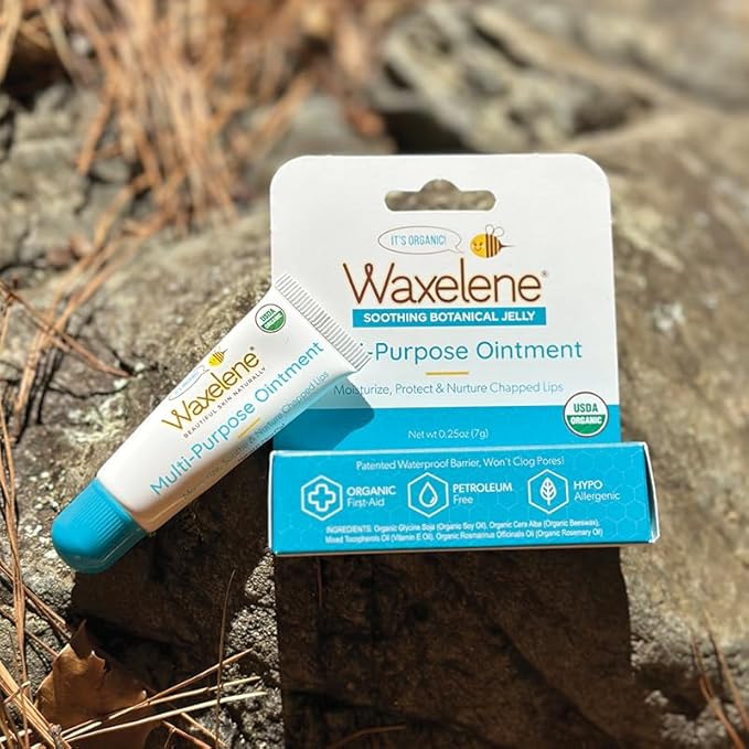 Waxelene Original Lip Tube 3 Piece, Best Lip Balm Ever Organic Calming Multipurpose Ointment Baby Eczema Dry Sensitive Skin Body Hand Face Moisturizer