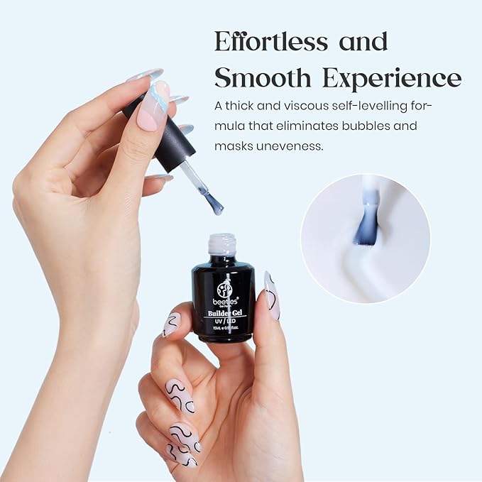 Beetles Milky White Builder Gel for Nails 7 in 1 Strengthener Gel for Nail Extension Building Nail Apex DIY at Home Beauty Gift Sets for Women,Base Coat Need