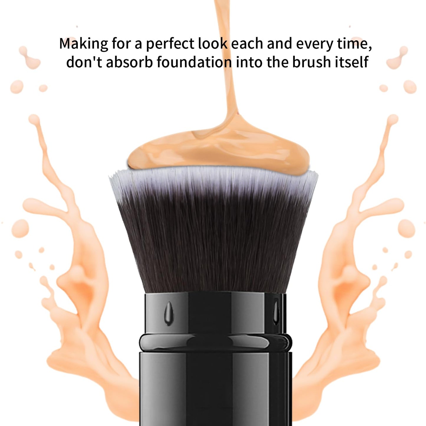 Falliny Makeup Brushes Retractable, Travel Powder Foundation Kabuki Brush, Portable Face Liquid Foundation Sunscreen Brush with Cover for Blending Liquid, Bronzer,Cream or Flawless Powder Cosmetics