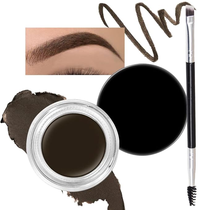 evpct Ebony Eyebrow Powder Pomade Gel Shaper Makeup Kit with Dual-ended Brush, Eyebrow Stencils Kit for Women Shaping, Eye Brow Pomade Stencil Shaper Tinting kits for Women, Long Lasting Waterproof
