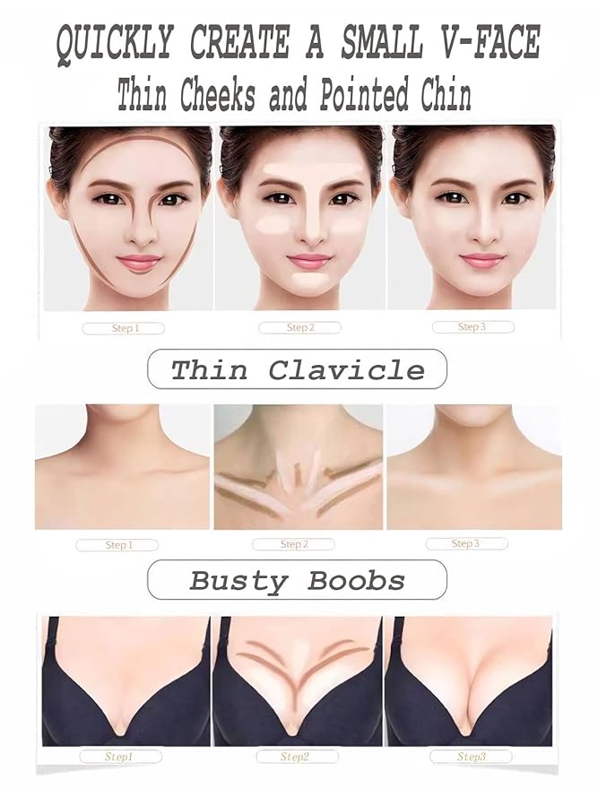 4 Pcs Cream Contour Foundation Stick, Highlighter & Bronzer Pen, Face Brightens & Shades Pencil, Highlighting Shade Longwear Makeup, Highlight Bronzer Shaping Trimming Stick Cream