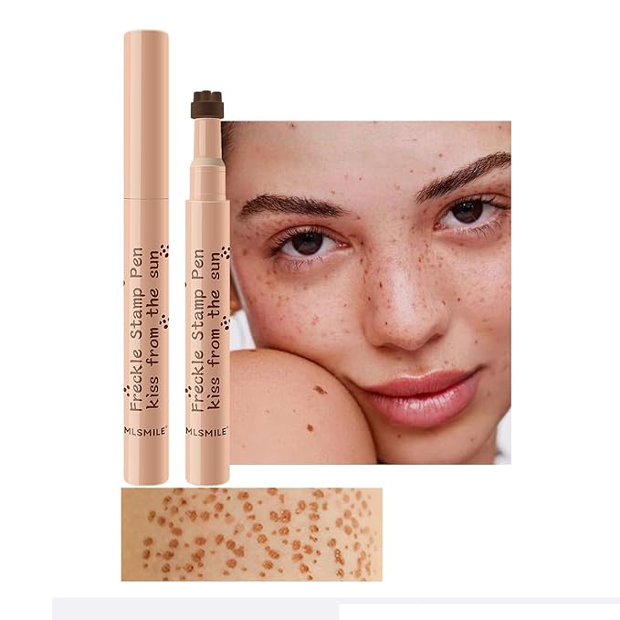 AKARY Stamp Freckle Pen Natural Lifelike Fake Freckles Makeup, Waterproof Long Lasting Quick Dry 5 Comb Corners Natural Like Face Freckle Makeup Pen for Effortless Sunkissed Makeup, 01-Light Brown