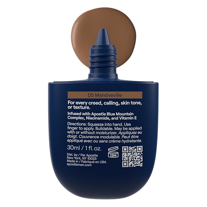 APOSTLE Reclaim Tinted Moisturizer for Men (5 Mandeville) - Niacinamide, Vitamin E, Squalane, Hyaluronic Acid, Tinted Face Moisturizer For Men. Hydrates, Evens Skin Tone, Reduces Fine Lines, 1 Fl. Oz.