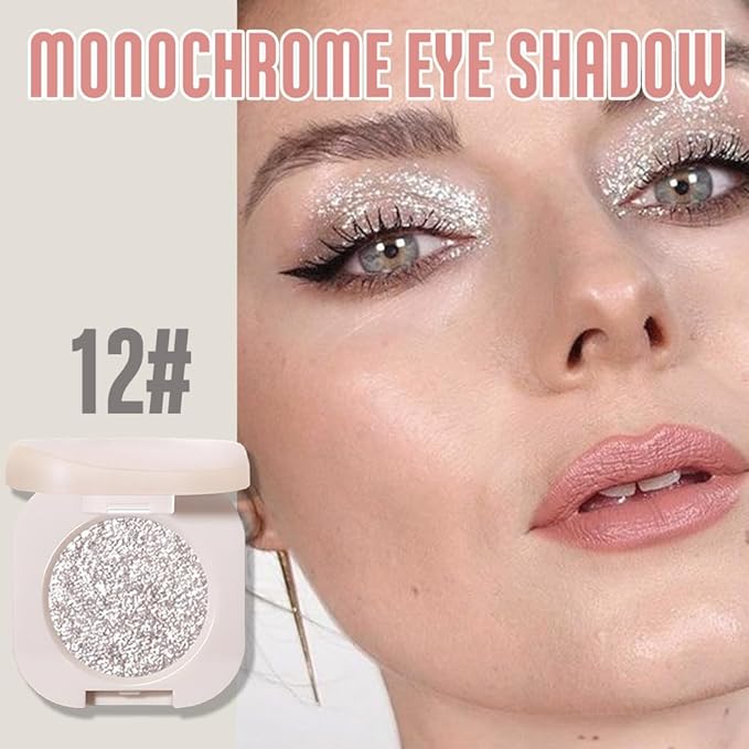 2Pcs Single Color Glitter Eyeshadow, Light Monochrome Pressed Glitter Matte Shimmer Eyeshadow, Talc-Free, Paraben-Free, Cruelty-Free, Lightweight Long-Lasting Single Eyeshadow Palette 11#+12#