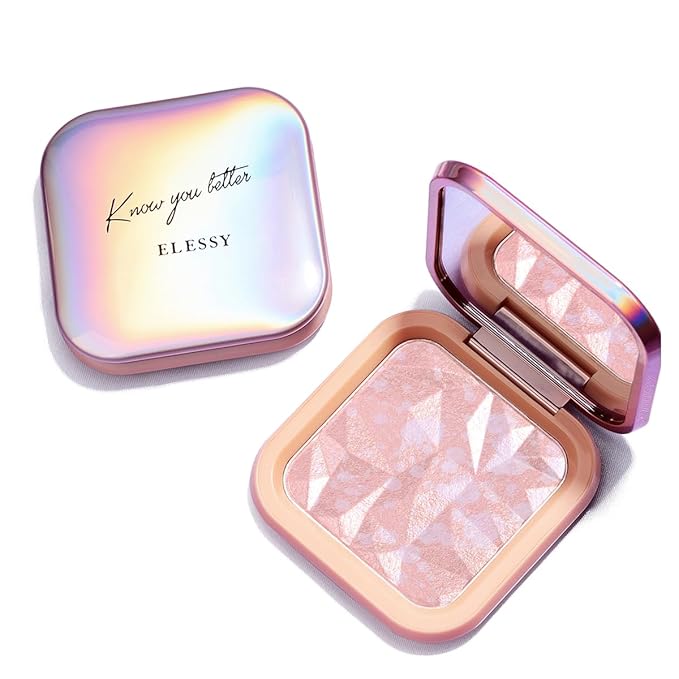 ELESSY Highlighter Makeup Palette Long Lasting Face Highlighter Powder Shimmer Highlight Palette Suit All Skin Tones-RAINBOW GLOW