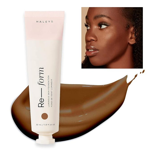 HALEYS Re-form Luminous Skin Foundation, VEGAN + CRUELTY-FREE, Blurs, Conceals, Blendable, Buildable Med-to-Full Coverage, Weightless, Oil-free, All-Day Wear, Hyaluronic Acid, All skin types (7.25)