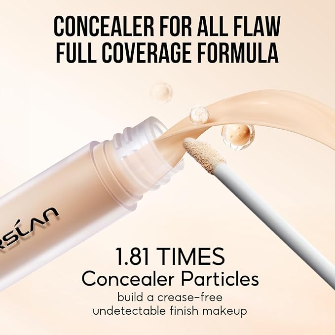 Hydrating Concealer - Full Coverage Matte Finish, 16H Long Lasting Corrects Dark Circles, Redness, Blemishes, 01 Ivory