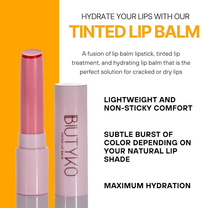 Lip Balm Hydrating for Dry and Chapped Lips Tinted Subtle Color Non-Sticky Juicy Finish | Peach