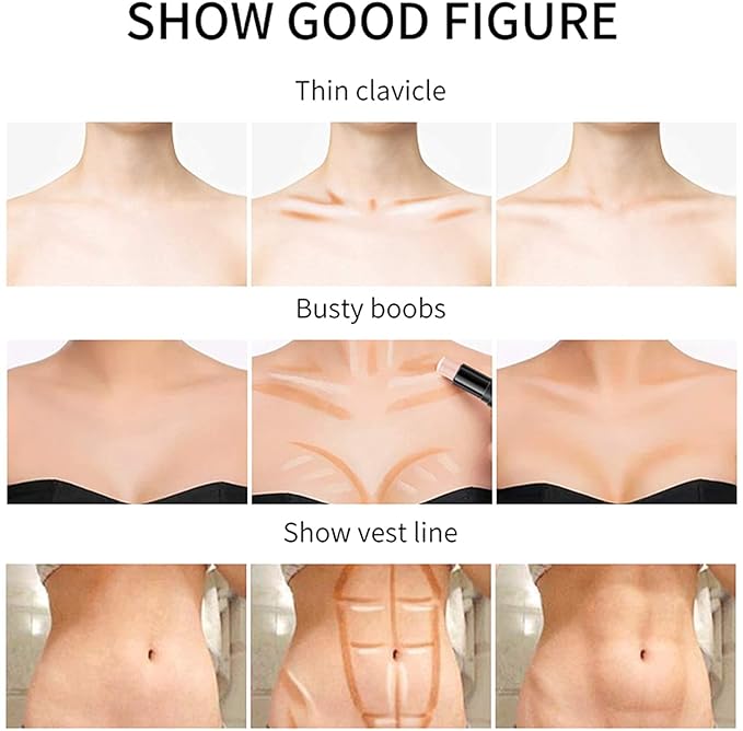 Double-End Contour Highlighter Stick, Contour Stick,Face Highlighter, Contour Makeup Contouring Sticks Cream Concealer (6)